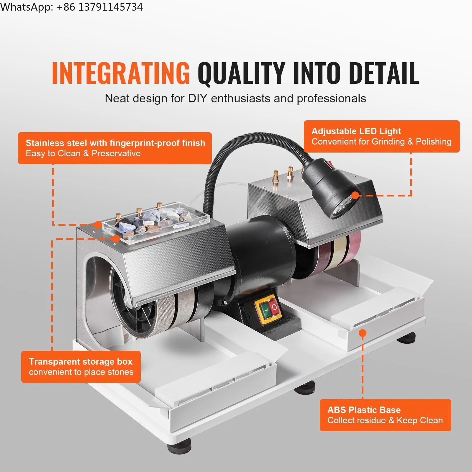 Lapidary Grinder Cabbing Machine - เครื่องเจียรหิน 6 นิ้ว 2 แรงม้า 1800