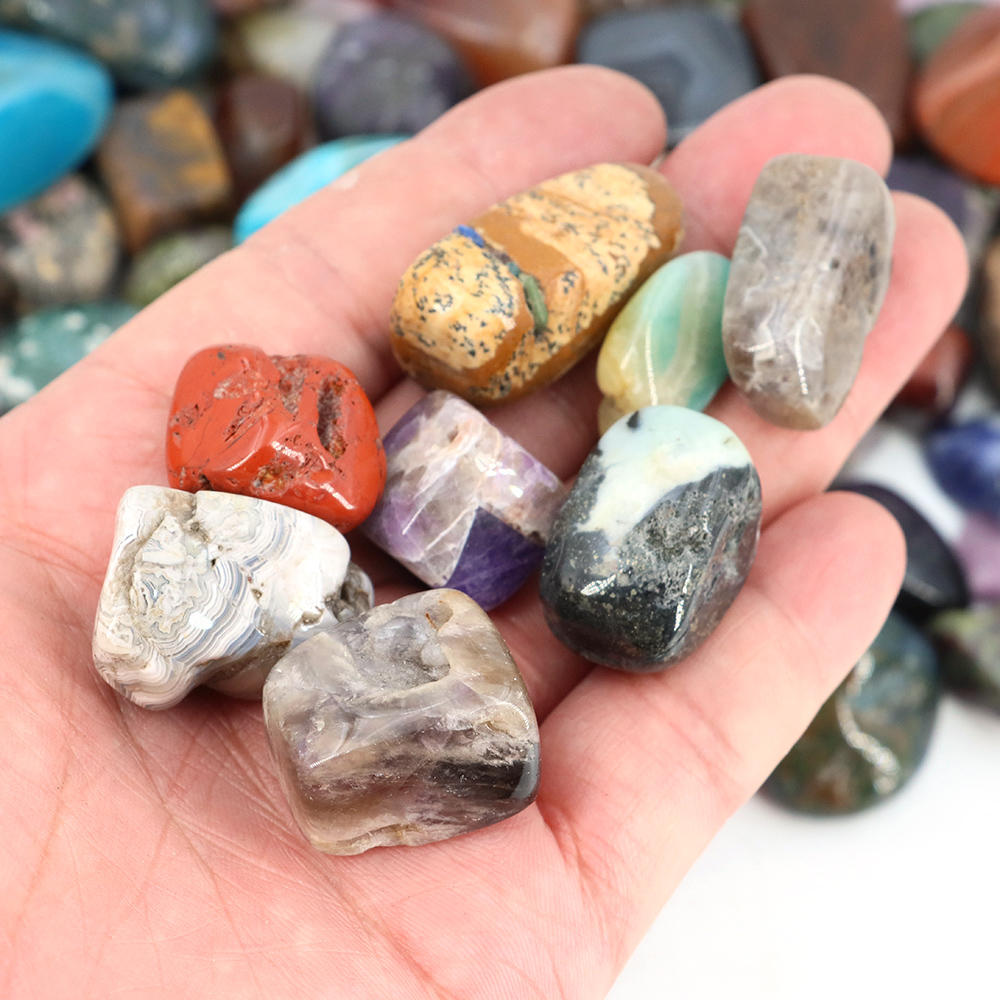 Gemstone Polishing Kit - 200 กรัม/ถุงไม่สม่ําเสมอ Tumbled Cracked หินธรรมชาติสุ่มผสมสีชํารุดขัดคริสตัลจํานวนมาก Rocks